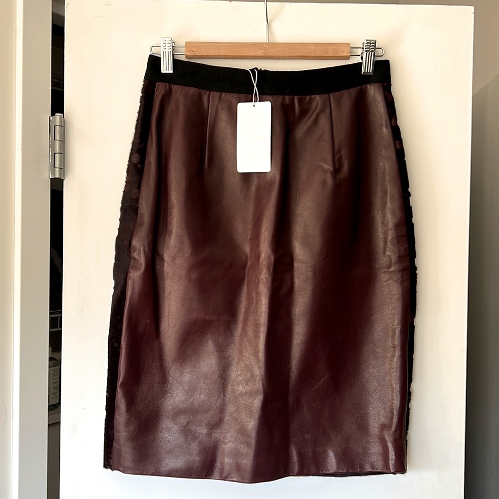 Zadig & Voltaire leather and calf hair skirt